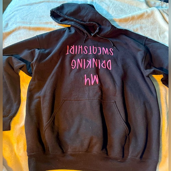 Black thick hoodie with pink sparkly - Picture 3 of 5